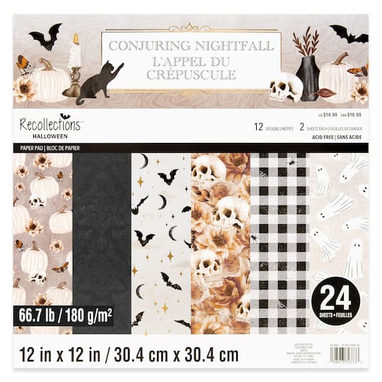 Recollections; 12" x 12" Cozy Conjuring Nightfall Paper Pad by Recollections™, 24 Sheets; Category:Halloween Papercrafting; Image:1